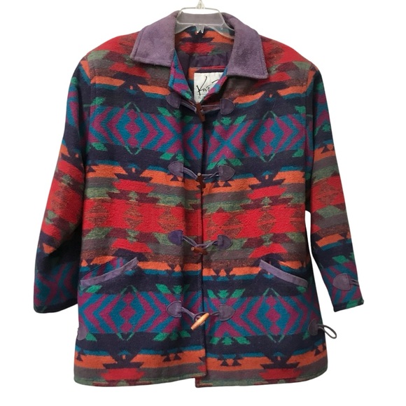 Kathryn Deene Jackets & Blazers - VTG 90s Katy D Kathryn Deene Aztec Tribal Blanket Coat wool navajo Jacket 14/16